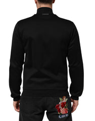 Dolce & Gabbana Black Cotton Logo Full Zip Men Bomber Jacket