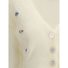 Alessandra Rich White Mohair Cardigan