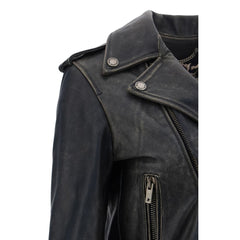 Golden Goose Black Calf Leather Bos Taurus Biker Jacket