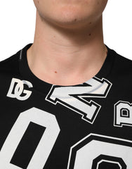 Dolce & Gabbana Black Cotton Letter Print Short Sleeve T-shirt