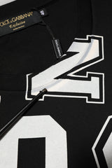 Dolce & Gabbana Black Cotton Letter Print Short Sleeve T-shirt