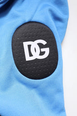 Dolce & Gabbana Blue Cotton Hooded Men Sportswear One Size Vest