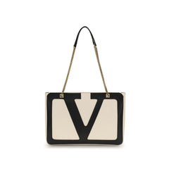 Valentino Garavani Cream Calf Leather Bos Taurus Shoulder Bag