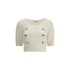 Alessandra Rich White Mohair Sweatshirt