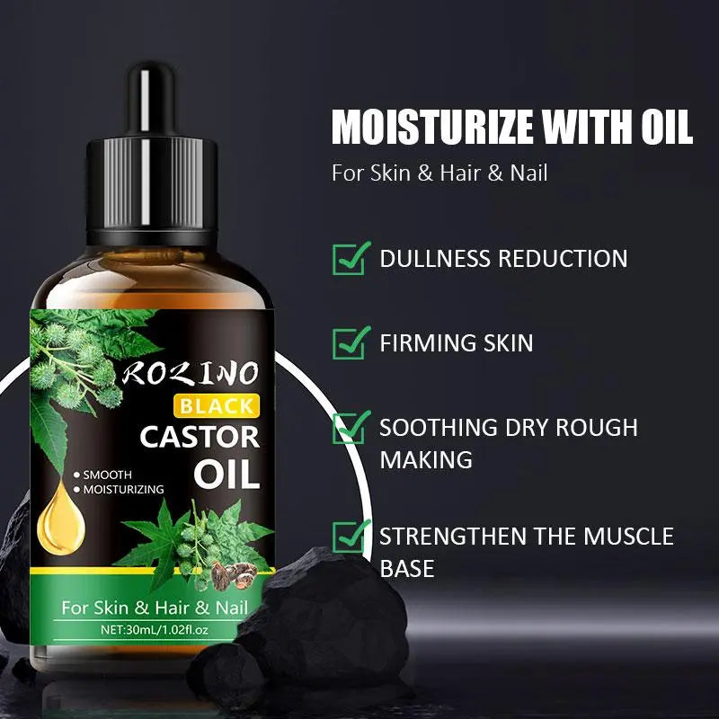 30Ml Black Castor Oil, Deeply Moisturizing Skincare Oil, Massage Oil for Whole Body, Hydrating Body Care Oil for Skin & Hair