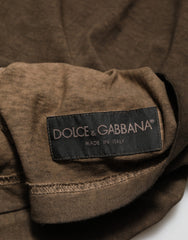 Dolce & Gabbana Dark Brown Cotton Tattered Logo Men T-shirt