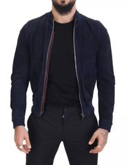 Dolce & Gabbana Dark Blue Suede Lambskin Blouson Jacket