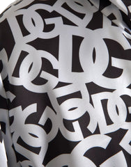 Dolce & Gabbana White Black Logo Hooded Full Zip Bomber Jacket