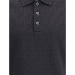 Fendi Black Cotton Polo Shirt