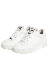 Dolce & Gabbana White Miami Leather Low Top Sneakers Shoes