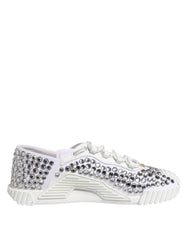 Dolce & Gabbana White NS1 Canvas Leather Embellished Sneakers Shoes