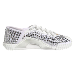 Dolce & Gabbana White NS1 Canvas Leather Embellished Sneakers Shoes