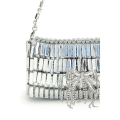 Self-Portrait Silver crystal bow mini Shoulder Bag