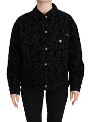 Dolce & Gabbana Cotton Black Leopard Long Sleeve Denim Jacket