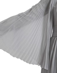 Dolce & Gabbana Light Grey Polyester Pleated Long Maxi Dress