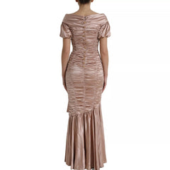 Dolce & Gabbana Pink Silk Stretch Sheath Mermaid Gown Dress