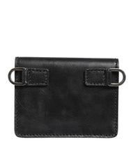 Dolce & Gabbana Black Leather Bifold Card Holder Mens Coin Purse Key Clip Wallet