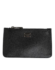 Dolce & Gabbana Black Leather Chain Link Mens Coin Purse Key Clip Holder Wallet