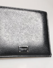Dolce & Gabbana Black Leather Plaque Logo Bifold Men Card Holder Wallet