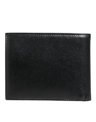 Dolce & Gabbana Black Leather Plaque Logo Bifold Men Card Holder Wallet