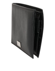 Dolce & Gabbana Black Leather Plaque Logo Bifold Men Card Holder Wallet