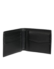 Dolce & Gabbana Black Leather Plaque Logo Bifold Men Card Holder Wallet