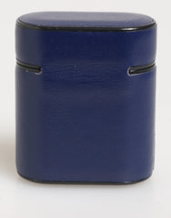 Dolce & Gabbana Blue Leather Logo Print Flip Holder Men Airpods Case