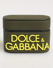 Dolce & Gabbana Army Green Rubber Logo Embossed Accessory  Airpods Case
