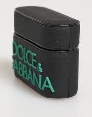 Dolce & Gabbana Black Mint Rubber Logo Embossed Accessory  Airpods Case