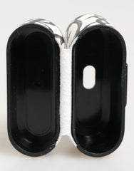 Dolce & Gabbana Black White Leather Monogram Print Logo Holder Airpods Case