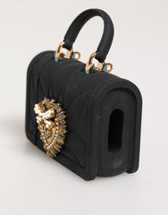 Dolce & Gabbana Black Silicone Devotion Heart Cover Hand Bag Airpod Case