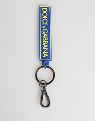 Dolce & Gabbana Blue Yellow DG Rubber Logo Silver Men's Keychain  Keyring