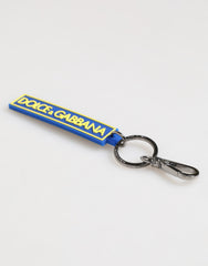 Dolce & Gabbana Blue Yellow DG Rubber Logo Silver Men's Keychain  Keyring