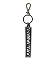 Dolce & Gabbana Black White DG Rubber Logo Silver Men's Holder Keyring