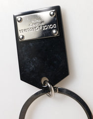 Dolce & Gabbana Black Sint Glass Plaque DG Logo Metal PlateKeychain Keyring