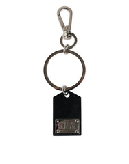 Dolce & Gabbana Black Sint Glass Plaque DG Logo Metal PlateKeychain Keyring
