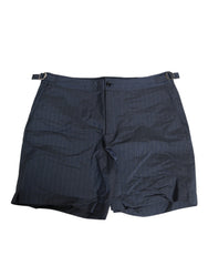Dolce & Gabbana Navy Blue Polyester Pinstripe Men Shorts Swimwear