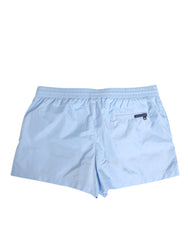 Dolce & Gabbana Light Blue Nylon DG Logo Tape Men Shorts Swimwear