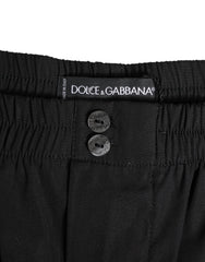 Dolce & Gabbana Black Cotton Elastic Waistband Button Swimwear