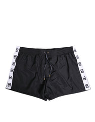 Dolce & Gabbana Black Nylon Side Logo Tape Shorts Swimwear
