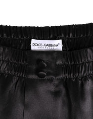 Dolce & Gabbana Black Silk Satin Elastic Men Boxer Short Swimwear