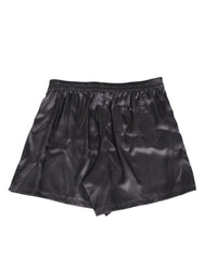 Dolce & Gabbana Black Satin Silk Elastic Men Boxer Short Swimwear