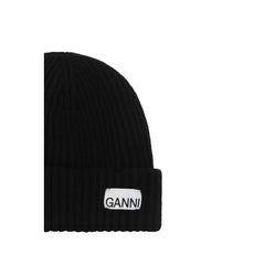 Ganni Black Wool Beanie