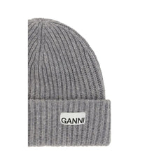 Ganni Gray Wool Beanie