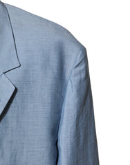 Dolce & Gabbana Light Blue Linen Double Breasted Men Jacket Blazer