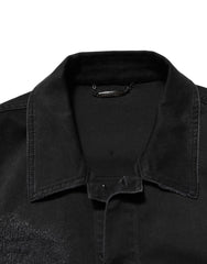 Dolce & Gabbana Black Cotton Denim Stretch Button Up Jacket