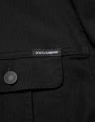 Dolce & Gabbana Black Cotton Denim Stretch Giubbotto Jacket