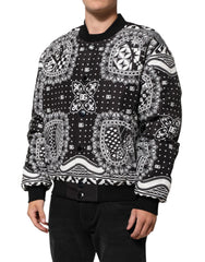 Dolce & Gabbana Black White Bandana Print Bomber Jacket