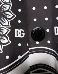 Dolce & Gabbana Black White Bandana Print Bomber Jacket
