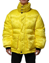 Dolce & Gabbana Yellow Nylon Logo Puffer Bomber Men Jacket